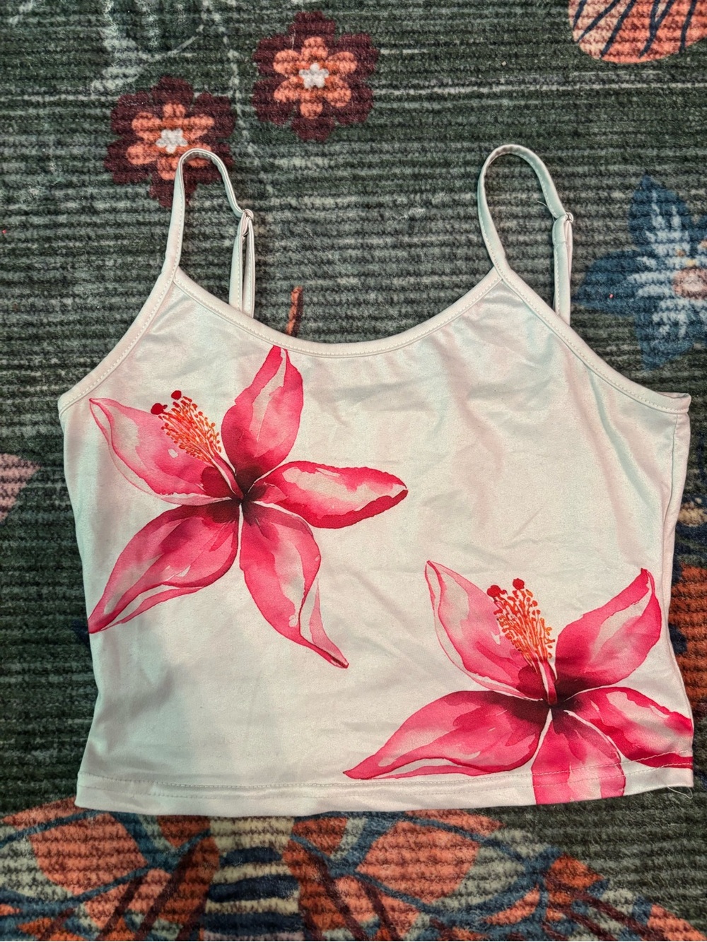 Floral Pink Camisole Crop Top - Women